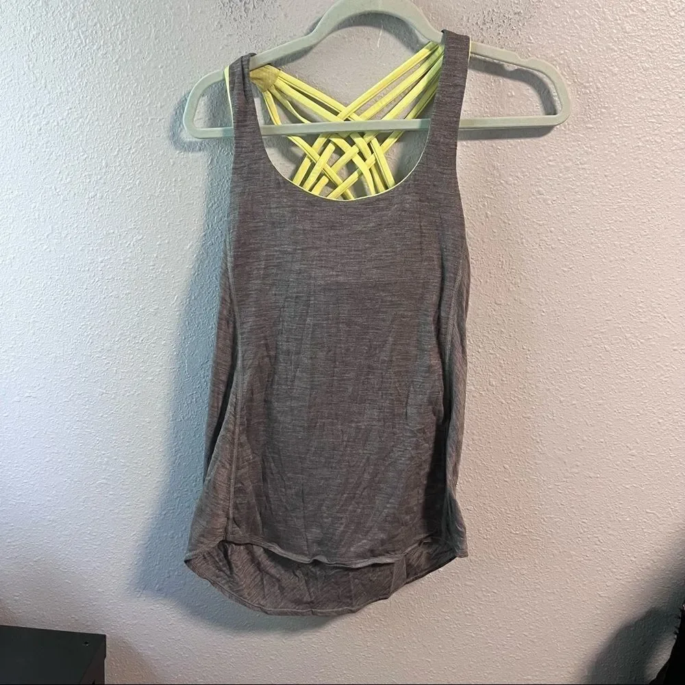 Lululemon Wild Tank Heathered Gray Yellow Floral